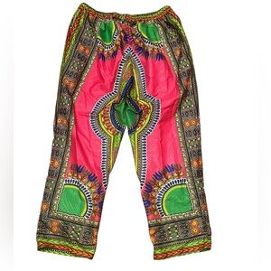 Lapogee India African Print Elastic Pants size 2X Pink/Green